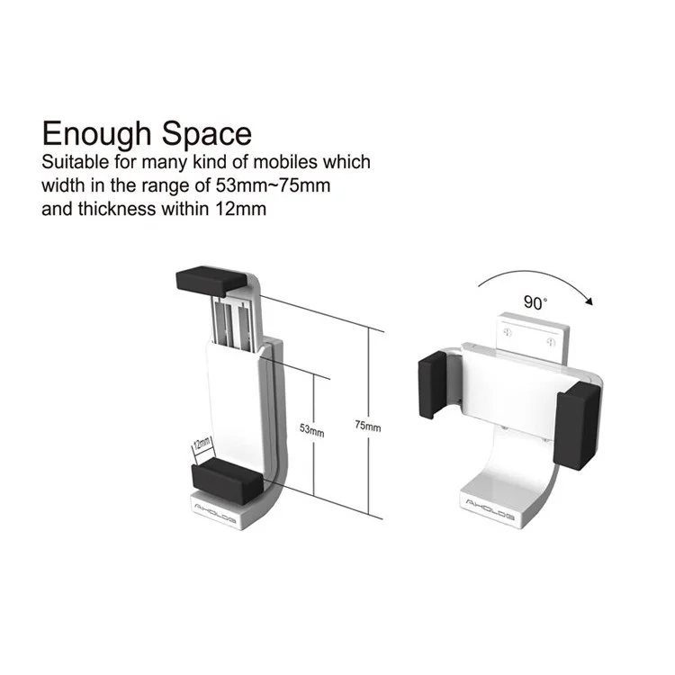 5375 ASHUTB 360 Degree Swivel AB Holder for iPhone Samsung etc with 1/4 Inch Screw Interface - White