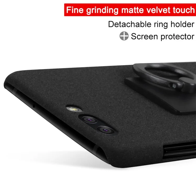 IMAK Ring Finger Grip Matte PC Case + Screen Protector for Asus ZenFone 4 (ZE554KL) - Black