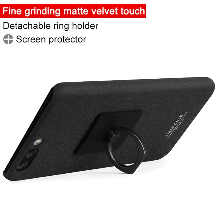 IMAK Ring Finger Grip Matte PC Case + Screen Protector for Asus ZenFone 4 (ZE554KL) - Black