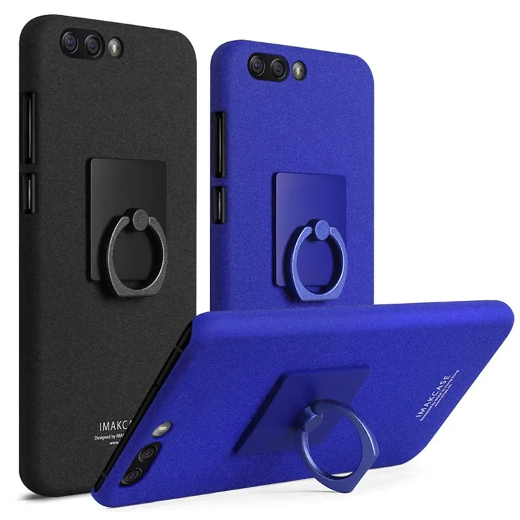 IMAK Ring Finger Grip Matte PC Case + Screen Protector for Asus ZenFone 4 (ZE554KL) - Black