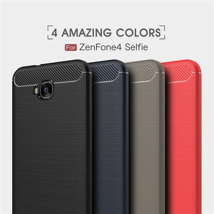 Carbon Fiber Texture Brushed TPU Mobile Phone Case for Asus Zenfone 4 Selfie ZD553KL/ 4 Selfie ZB553KL/ 4 Selfie Lite ZB553KL - Black