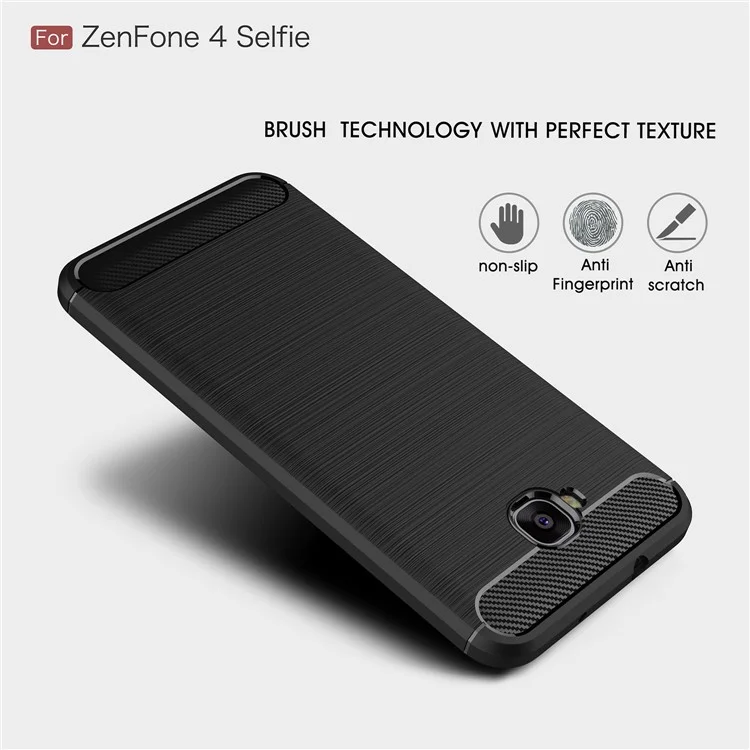 Carbon Fiber Texture Brushed TPU Mobile Phone Case for Asus Zenfone 4 Selfie ZD553KL/ 4 Selfie ZB553KL/ 4 Selfie Lite ZB553KL - Black