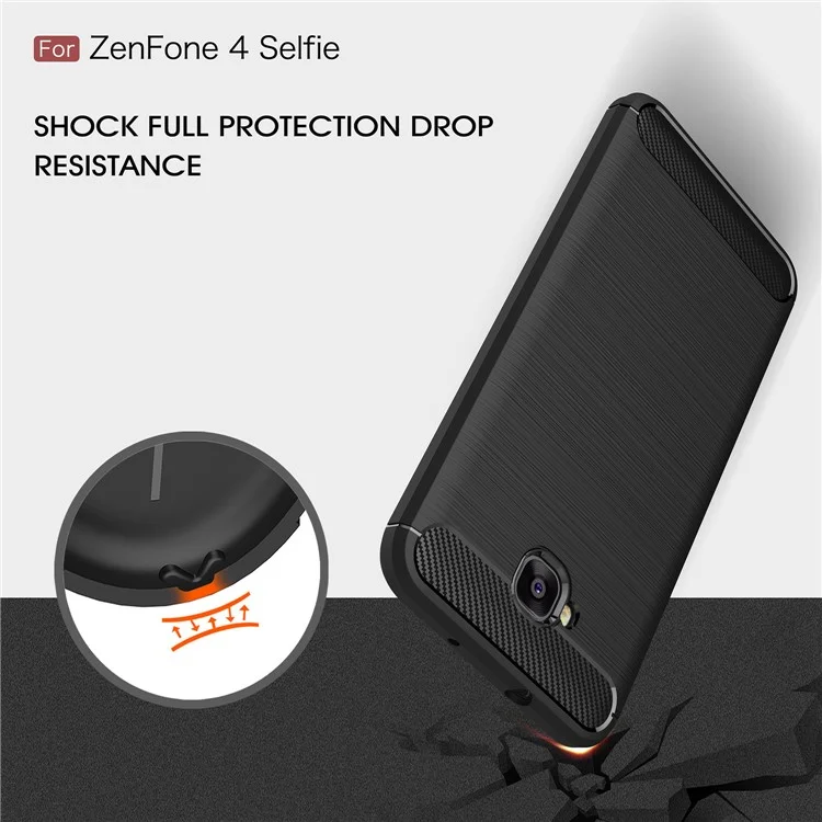 Carbon Fiber Texture Brushed TPU Mobile Phone Case for Asus Zenfone 4 Selfie ZD553KL/ 4 Selfie ZB553KL/ 4 Selfie Lite ZB553KL - Black