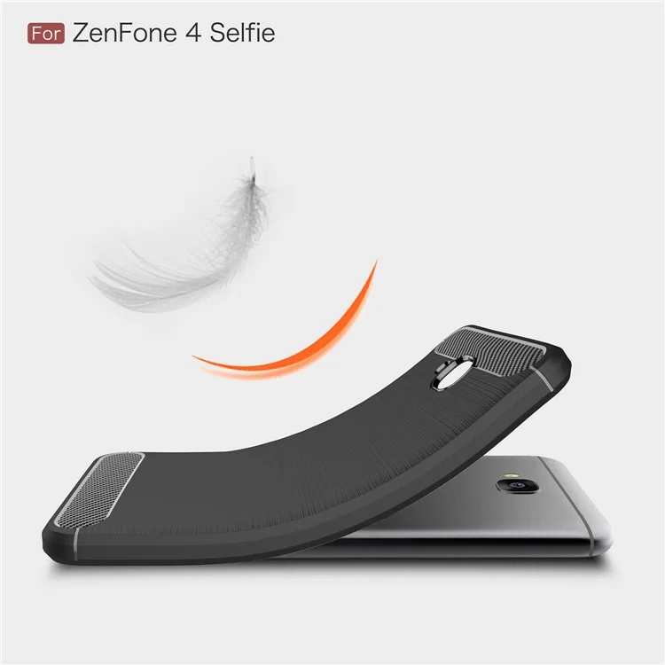 Carbon Fiber Texture Brushed TPU Mobile Phone Case for Asus Zenfone 4 Selfie ZD553KL/ 4 Selfie ZB553KL/ 4 Selfie Lite ZB553KL - Black