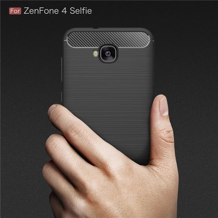 Carbon Fiber Texture Brushed TPU Mobile Phone Case for Asus Zenfone 4 Selfie ZD553KL/ 4 Selfie ZB553KL/ 4 Selfie Lite ZB553KL - Black