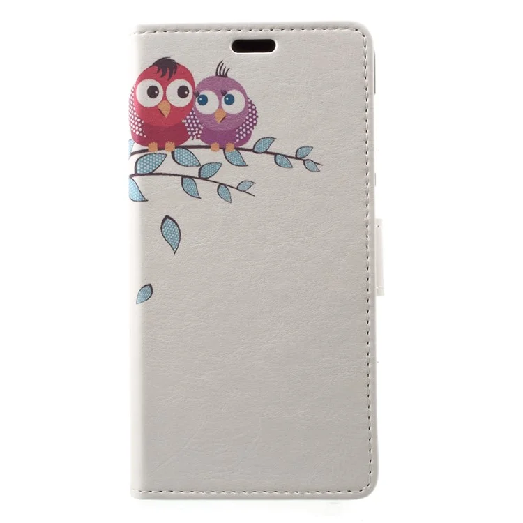 Patterned PU Leather Wallet Stand Protective Phone Cover for Asus Zenfone 4 Max ZC520KL - Bird Couple