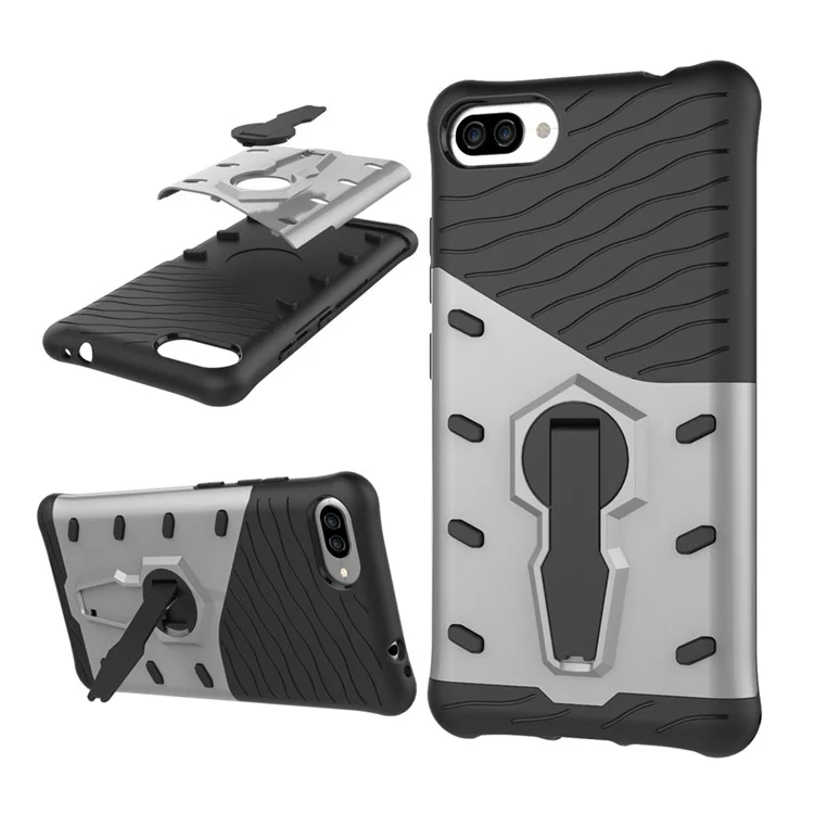 Soft TPU + Plastic Combo Detachable 2-in-1 Phone Casing with 360-degree Rotary Kickstand for Asus ZenFone 4 Max (ZC554KL) / Max Pro (ZC554KL) / Max Plus (ZC554KL) - Silver