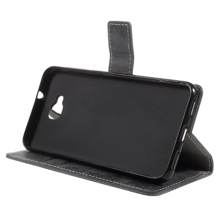 Vintage Style Wallet Leather Mobile Phone Case with Stand for Asus Zenfone 4 Selfie ZD553KL/ 4 Selfie ZB553KL/ 4 Selfie Lite ZB553KL - Grey