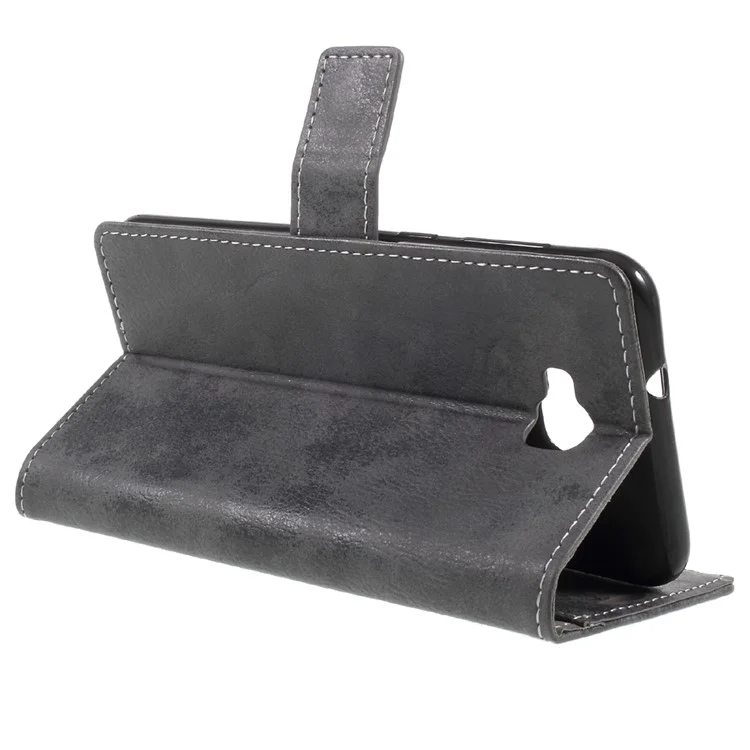 Vintage Style Wallet Leather Mobile Phone Case with Stand for Asus Zenfone 4 Selfie ZD553KL/ 4 Selfie ZB553KL/ 4 Selfie Lite ZB553KL - Grey