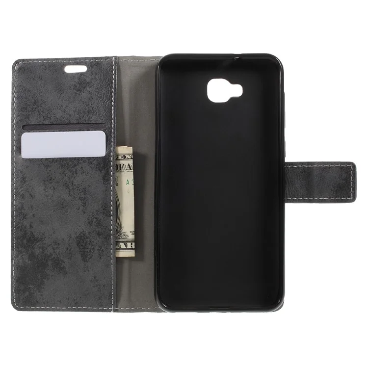 Vintage Style Wallet Leather Mobile Phone Case with Stand for Asus Zenfone 4 Selfie ZD553KL/ 4 Selfie ZB553KL/ 4 Selfie Lite ZB553KL - Grey