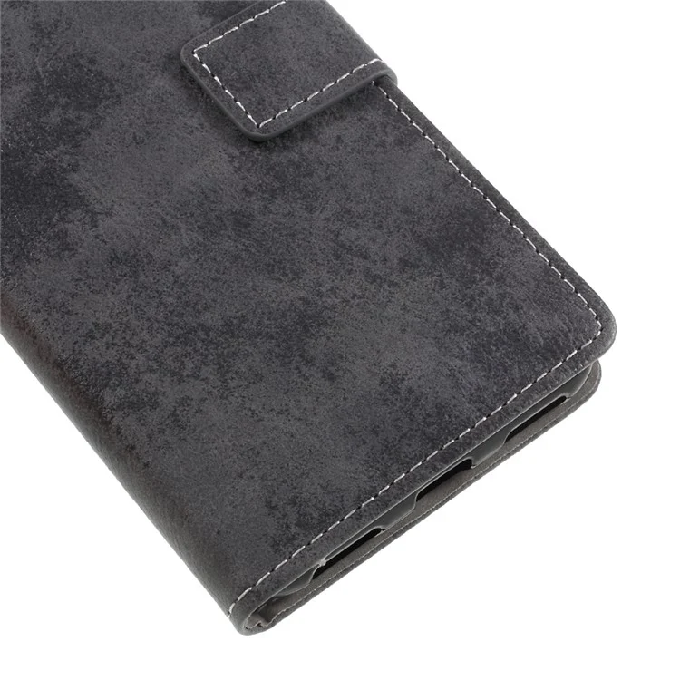 Vintage Style Wallet Leather Mobile Phone Case with Stand for Asus Zenfone 4 Selfie ZD553KL/ 4 Selfie ZB553KL/ 4 Selfie Lite ZB553KL - Grey