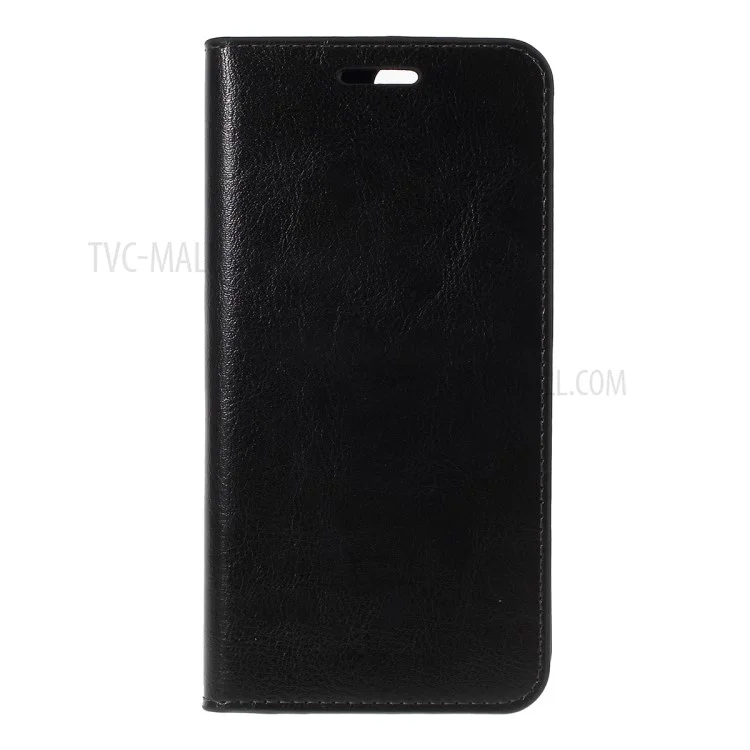 Crazy Horse Texture Wallet Stand Genuine Leather Case for Asus ZenFone 4 (ZE554KL) - Black