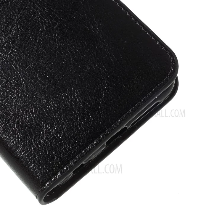 Crazy Horse Texture Wallet Stand Genuine Leather Case for Asus ZenFone 4 (ZE554KL) - Black