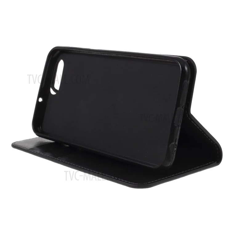 Crazy Horse Texture Wallet Stand Genuine Leather Case for Asus ZenFone 4 (ZE554KL) - Black