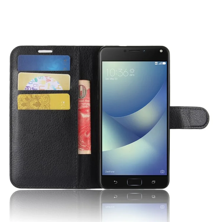 Litchi Texture Wallet Leather Stand Case for Asus Zenfone 4 Max ZC520KL - Black