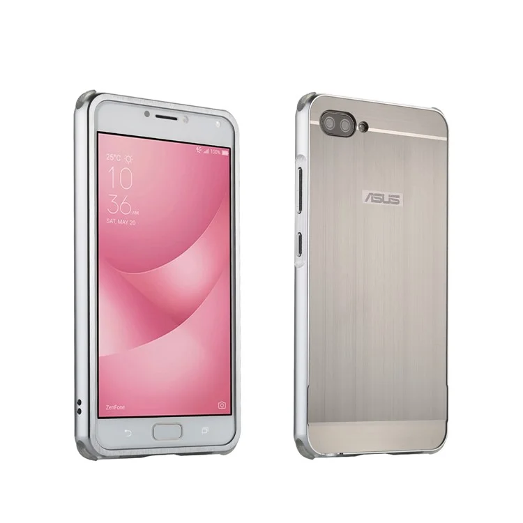 For Asus Zenfone 4 Max /4 Max Plus /4 Max Pro ZC554KL Slide-on Metal Bumper PC Hard Phone Case -  Grey