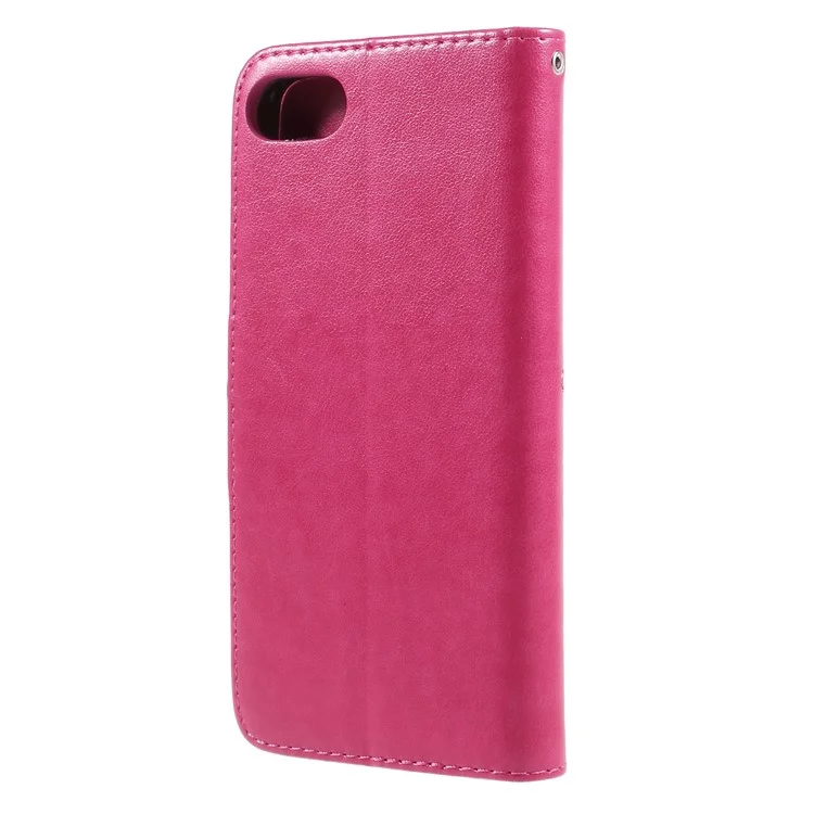 Imprint Butterfly Flower Leather Wallet Case for Asus Zenfone 4 Max ZC520KL - Rose