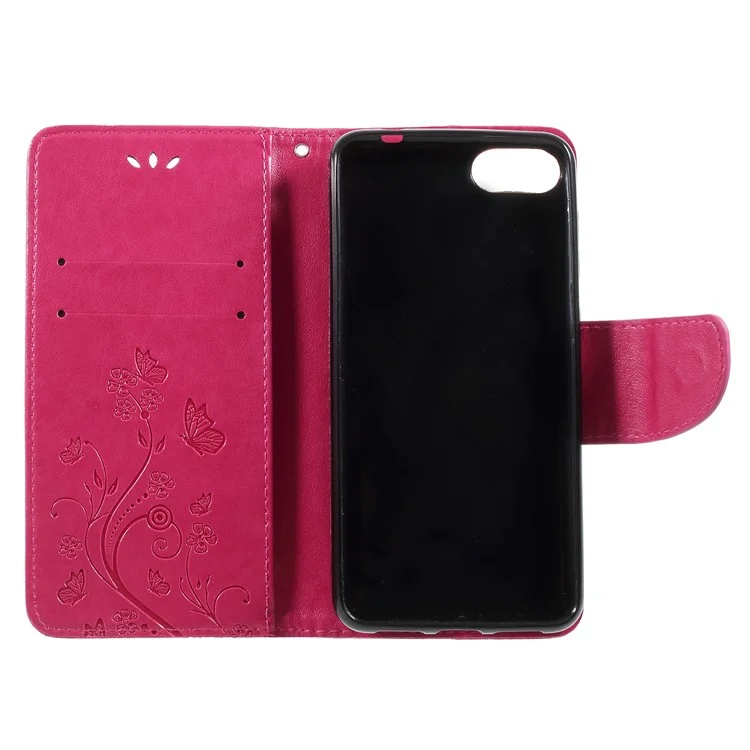 Imprint Butterfly Flower Leather Wallet Case for Asus Zenfone 4 Max ZC520KL - Rose