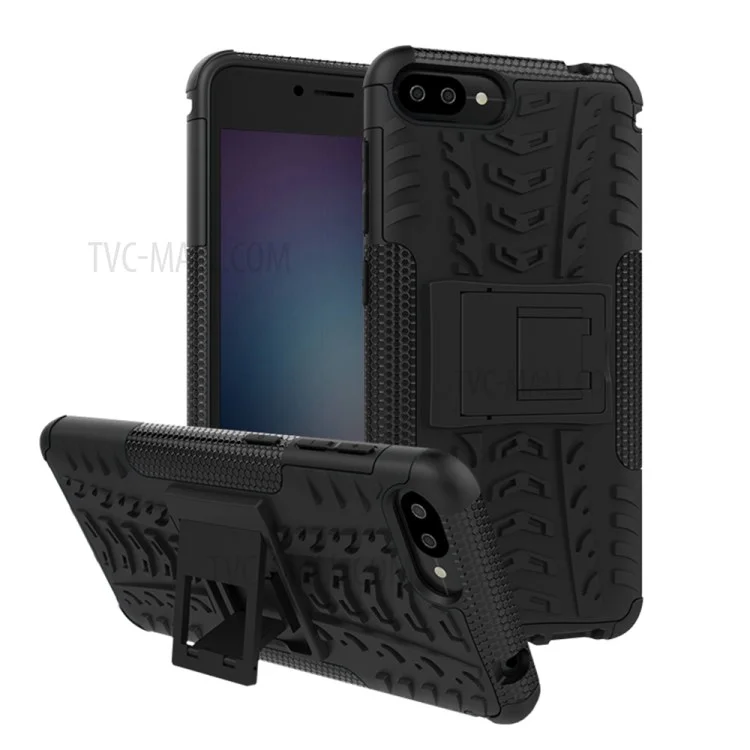 Tyre Pattern Hybrid PC + TPU Kickstand Mobile Phone Case for Zenfone 4 Max ZC520KL - Black
