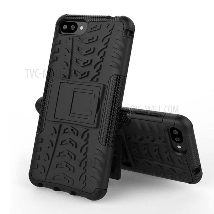 Tyre Pattern Hybrid PC + TPU Kickstand Mobile Phone Case for Zenfone 4 Max ZC520KL - Black