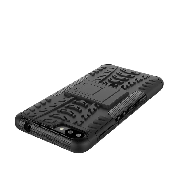 Tyre Pattern Hybrid PC + TPU Kickstand Mobile Phone Case for Zenfone 4 Max ZC520KL - Black