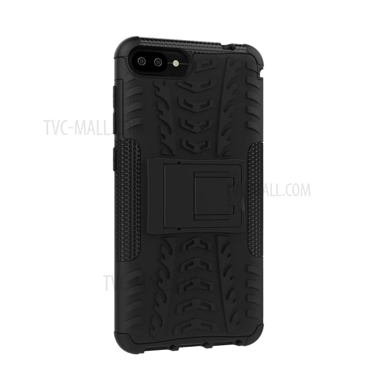 Tyre Pattern Hybrid PC + TPU Kickstand Mobile Phone Case for Zenfone 4 Max ZC520KL - Black