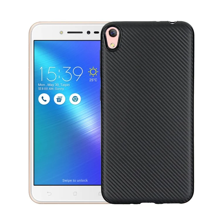 Carbon Fiber TPU Soft Phone Case for Asus Zenfone Live ZB501KL - Black