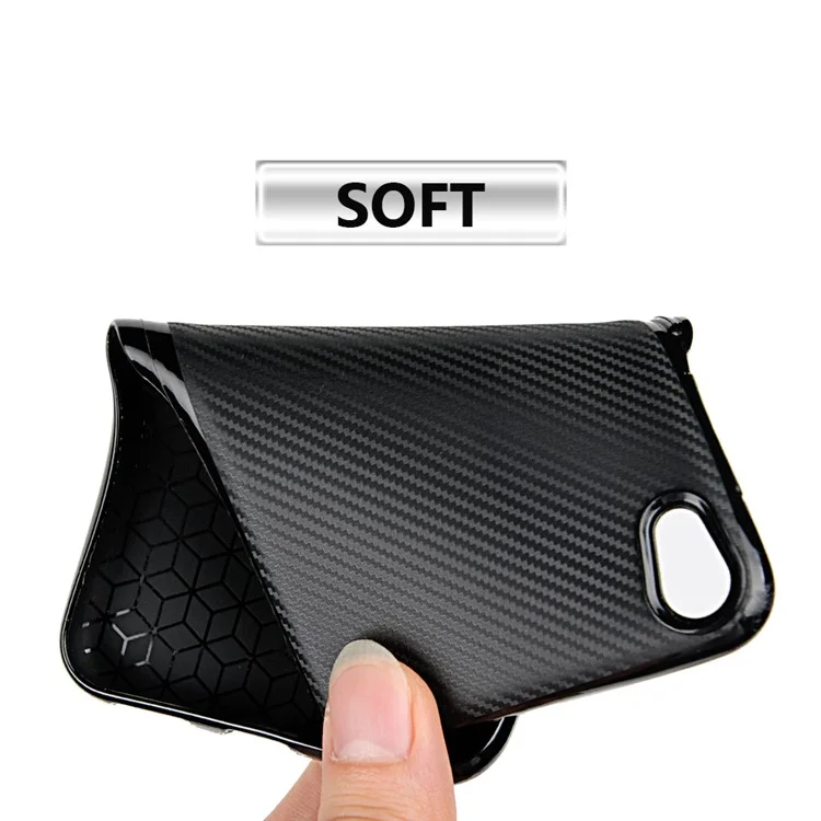 Carbon Fiber TPU Soft Phone Case for Asus Zenfone Live ZB501KL - Black
