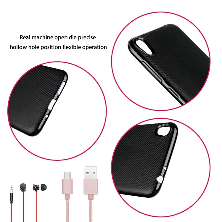Carbon Fiber TPU Soft Phone Case for Asus Zenfone Live ZB501KL - Black