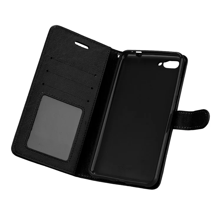 Solid Color Wallet Stand Protective Leather Case for Asus ZenFone 4 Max/4 Max Pro/4 Max Plus ZC554KL - Black