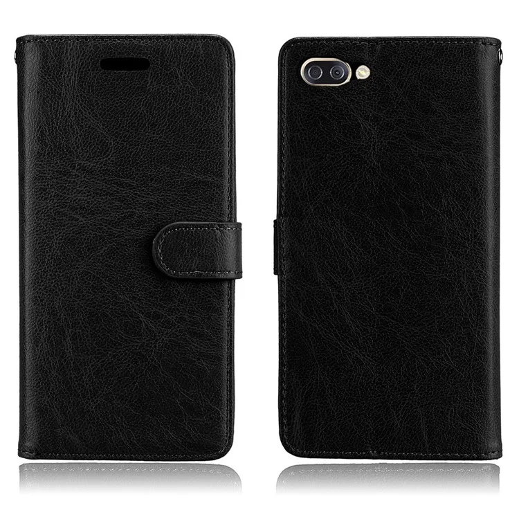 Solid Color Wallet Stand Protective Leather Case for Asus ZenFone 4 Max/4 Max Pro/4 Max Plus ZC554KL - Black
