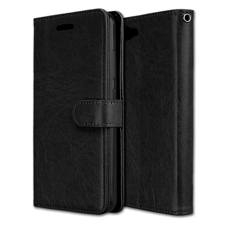 Solid Color Wallet Stand Protective Leather Case for Asus ZenFone 4 Max/4 Max Pro/4 Max Plus ZC554KL - Black