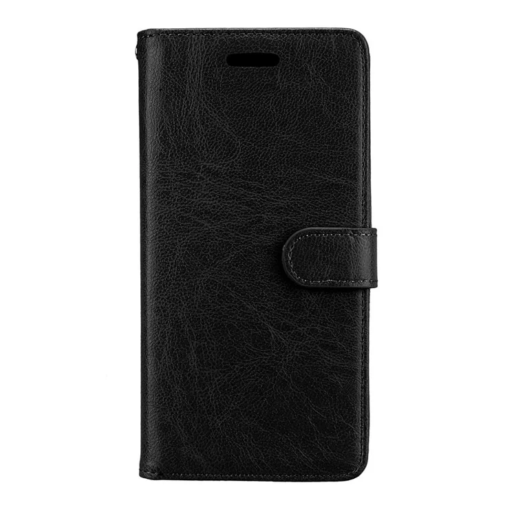 Solid Color Wallet Stand Protective Leather Case for Asus ZenFone 4 Max/4 Max Pro/4 Max Plus ZC554KL - Black