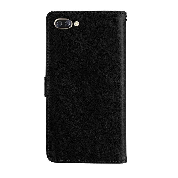 Solid Color Wallet Stand Protective Leather Case for Asus ZenFone 4 Max/4 Max Pro/4 Max Plus ZC554KL - Black