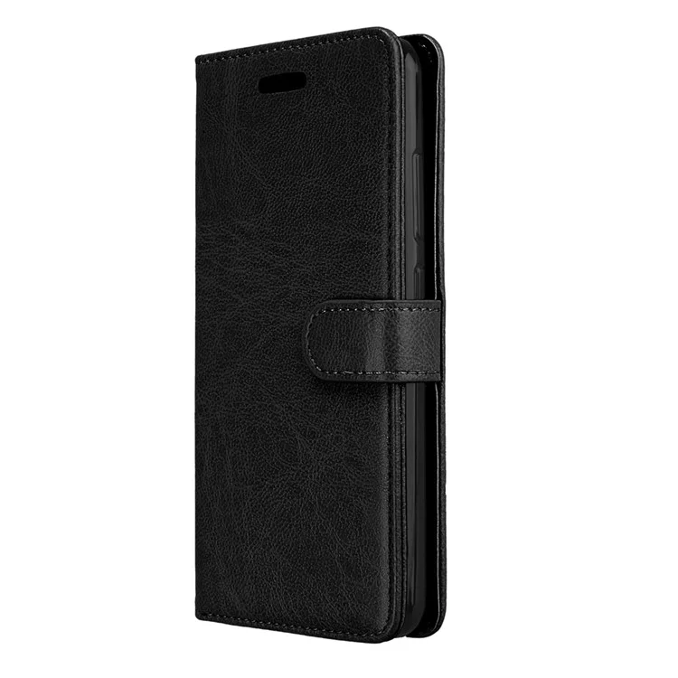 Solid Color Wallet Stand Protective Leather Case for Asus ZenFone 4 Max/4 Max Pro/4 Max Plus ZC554KL - Black