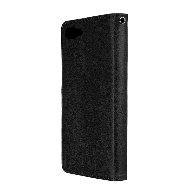 Solid Color Wallet Stand Protective Leather Case for Asus ZenFone 4 Max/4 Max Pro/4 Max Plus ZC554KL - Black