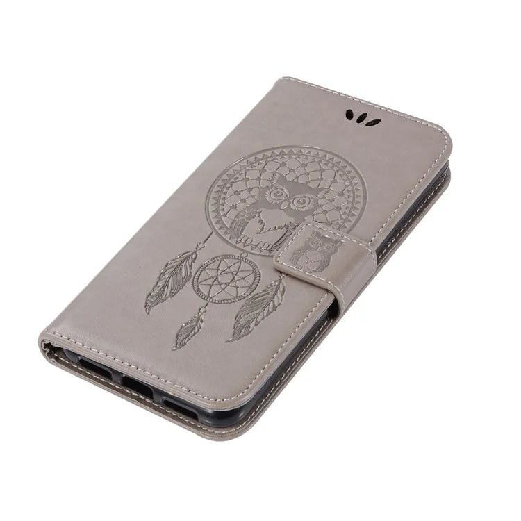 Imprint Owl Dream Catcher Pattern PU Leather Cover for Asus Zenfone 4 Max ZC520KL - Grey