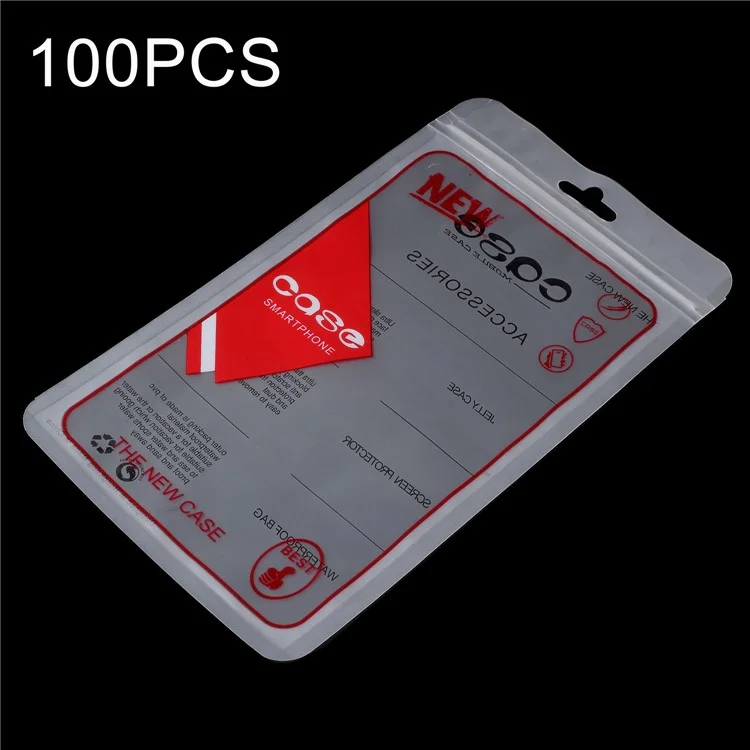 100Pcs/Lot Zip Lock Plastic Retail Packing Bag for iPhone X/8 Plus Cases, Inner Size: 17.5 x 10.3cm - Red