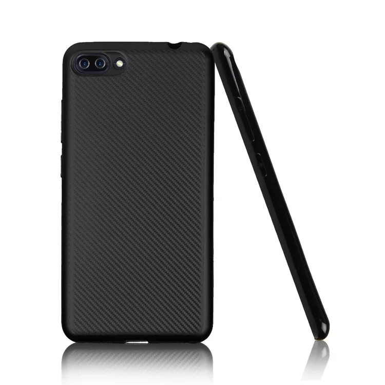Carbon Fiber Texture Soft TPU Case for Asus ZenFone 4 Max (ZC554KL) / Max Pro (ZC554KL) / Max Plus (ZC554KL) - Black