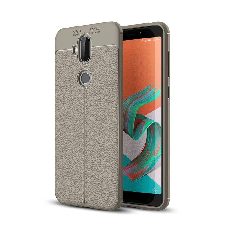 Litchi Texture TPU Back Case for Asus Zenfone 5 Lite ZC600KL - Grey