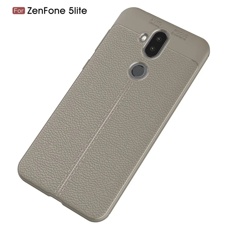 Litchi Texture TPU Back Case for Asus Zenfone 5 Lite ZC600KL - Grey