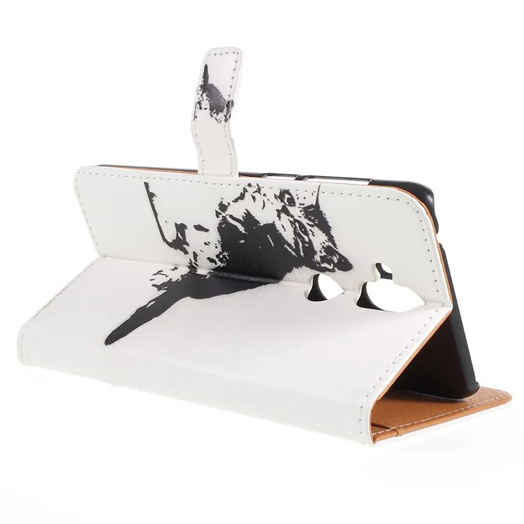 Pattern Printing Wallet Leather Cover Case for Asus Zenfone 5 Lite ZC600KL - Black and White Cat