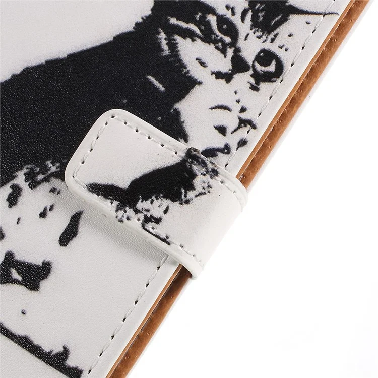 Pattern Printing Wallet Leather Cover Case for Asus Zenfone 5 Lite ZC600KL - Black and White Cat