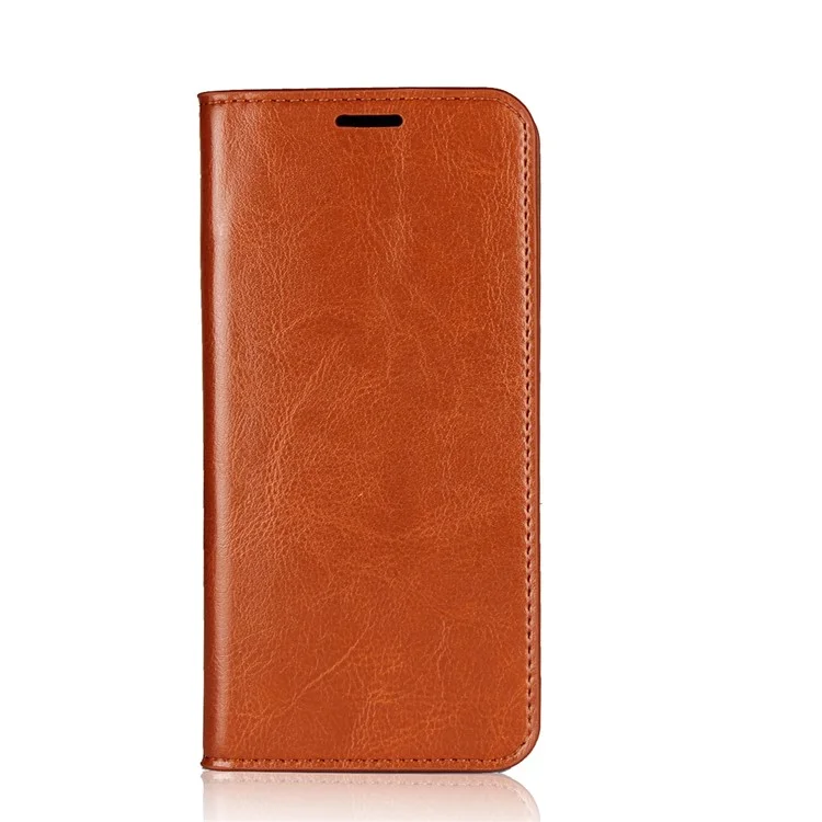 Crazy Horse Texture Genuine Leather Wallet Folio Casing for Asus Zenfone V V520KL - Brown