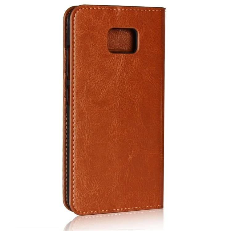 Crazy Horse Texture Genuine Leather Wallet Folio Casing for Asus Zenfone V V520KL - Brown