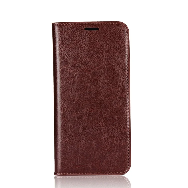 Crazy Horse Texture Genuine Leather Wallet Stand Case Accessory for Asus Zenfone V V520KL - Coffee