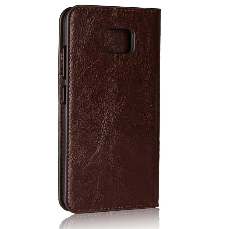 Crazy Horse Texture Genuine Leather Wallet Stand Case Accessory for Asus Zenfone V V520KL - Coffee