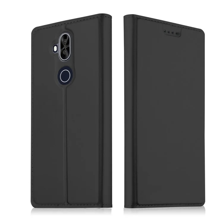 Magnetic Adsorption Leather Card Holder Case for Asus Zenfone 5 Lite ZC600KL - Black