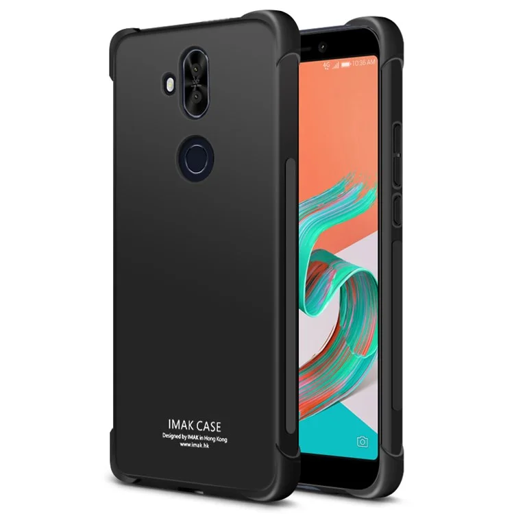 IMAK for Asus Zenfone 5 Lite ZC600KL Skin Feel Anti-drop TPU Case + Explosion-proof Screen Film - Metal Black