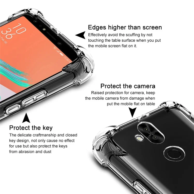 IMAK for Asus Zenfone 5 Lite ZC600KL Skin Feel Anti-drop TPU Case + Explosion-proof Screen Film - Metal Black